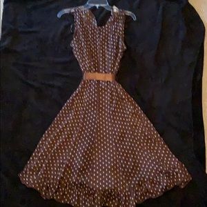Brown polka dot sleeveless dress